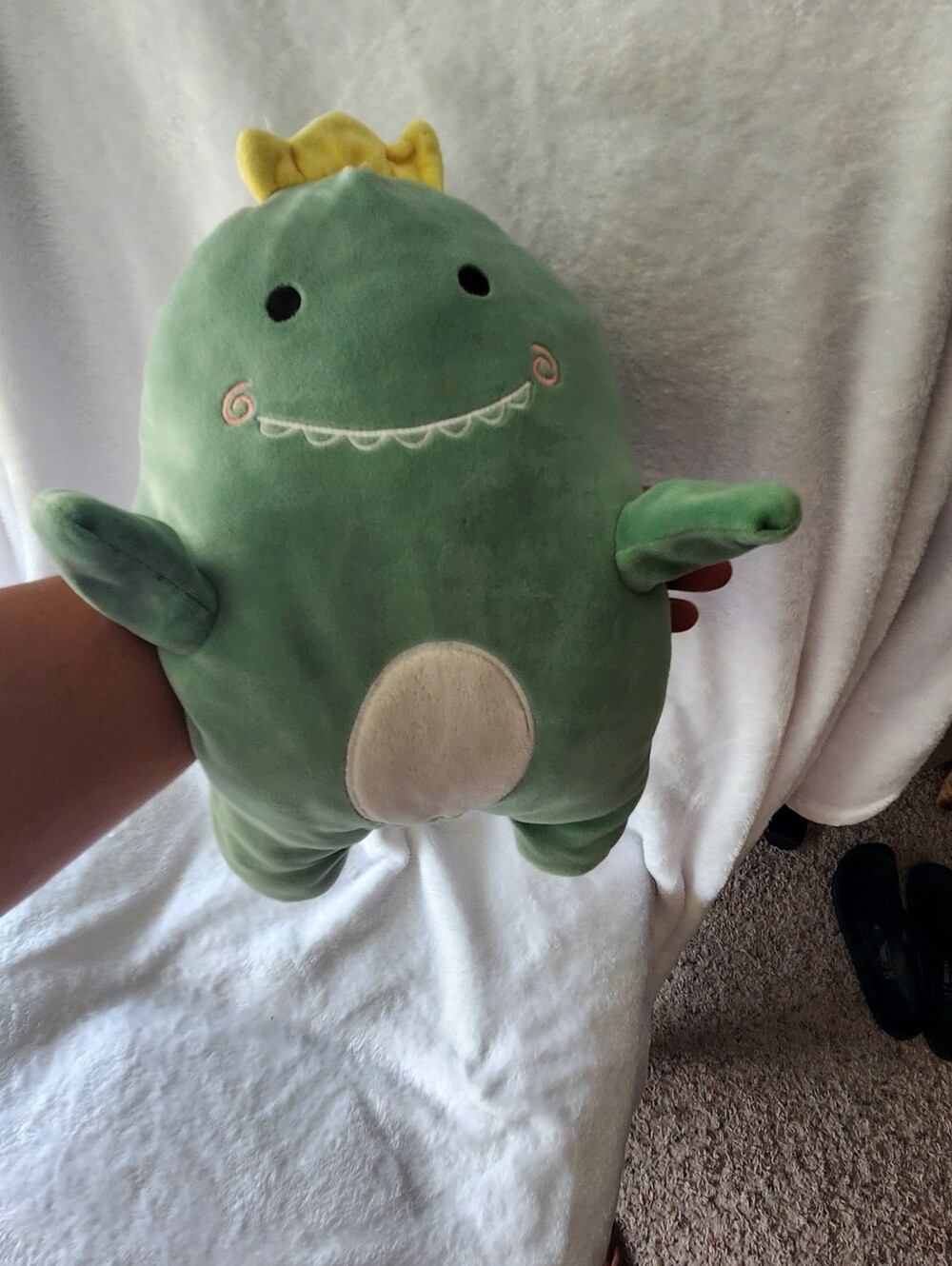 Handwarming Green Plush Reptile Pet Toy with Cream Belly